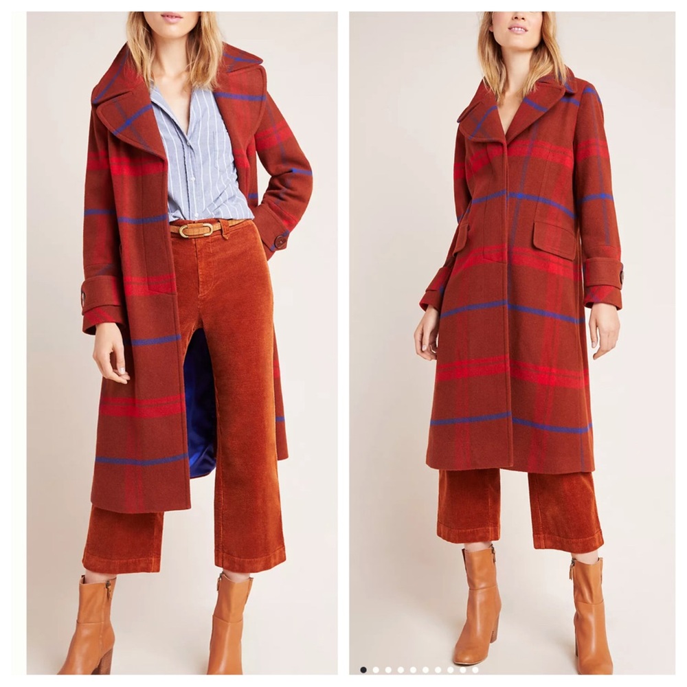 NWT! Anthropologie Plaid Jasper Coat